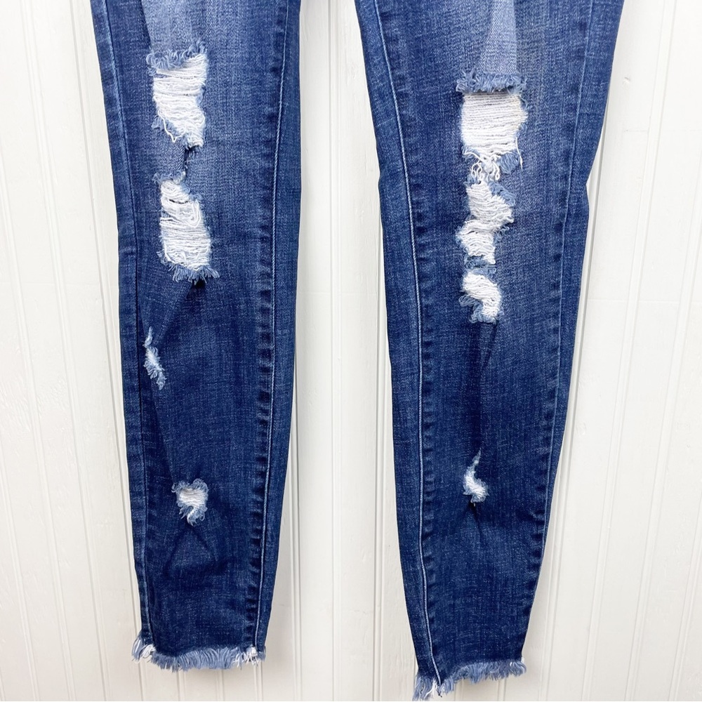 KanCan Lola High Rise Super Skinny Dark Wash Distressed Jeans KC7310D Size 11/29 - Picture 5 of 9